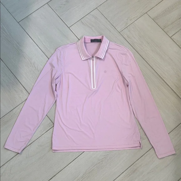 G/FORE Women’s Silky Tech Nylon Quarter Zip Polo Blush Pink Lilac Small - Picture 12 of 16